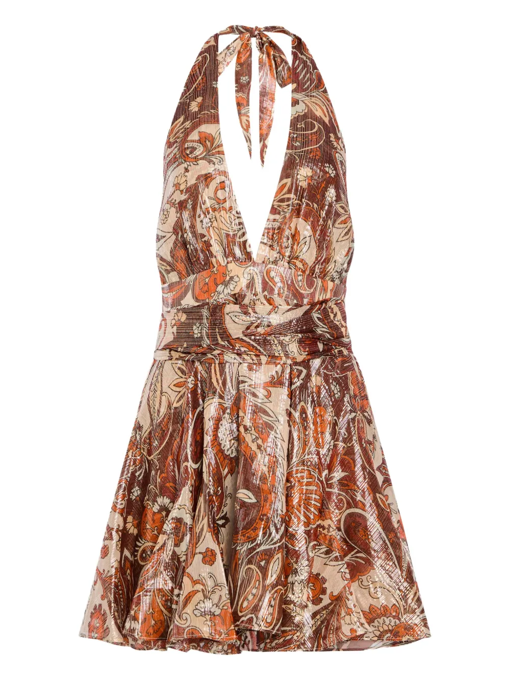 Retrofete Alexandria paisley halterneck mini dress | Brown | Image 1