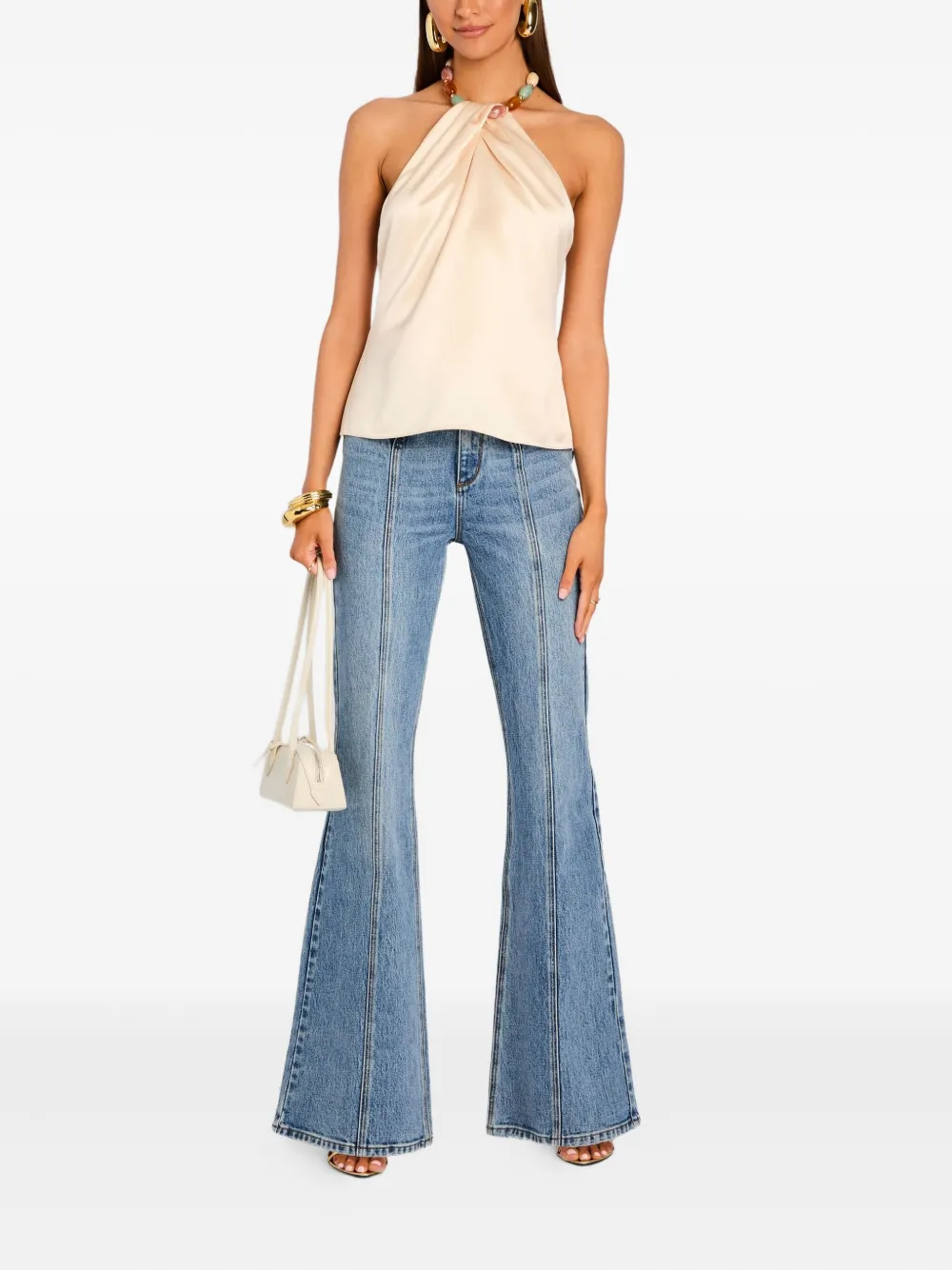 Retrofete Milani beaded halterneck top - Beige