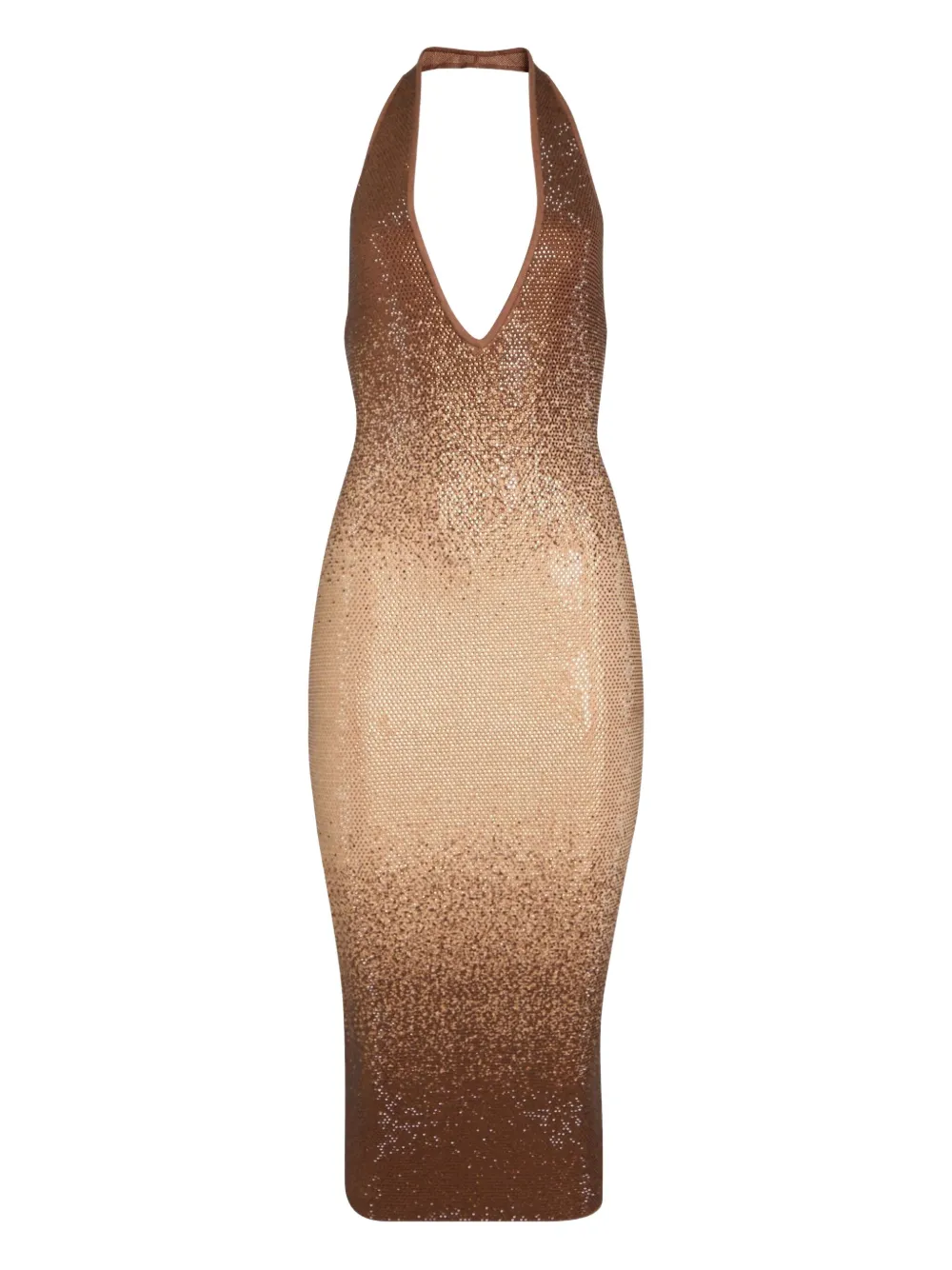 Retrofete Aviana halter-neck embellished midi dress | Brown | Image 1