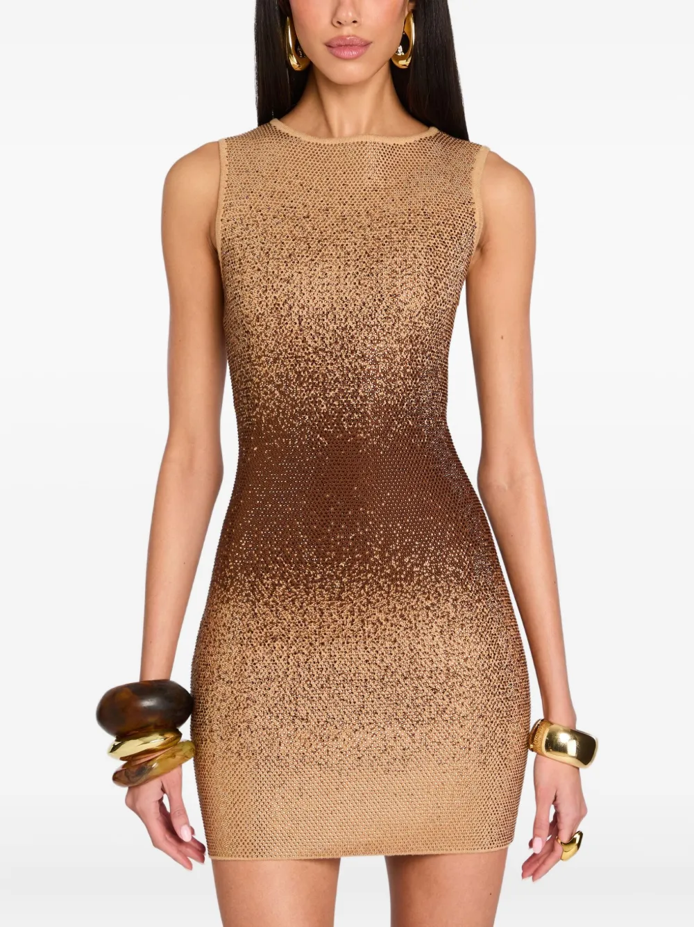 Retroféte Kenda Embellished Mini Dress In Brown