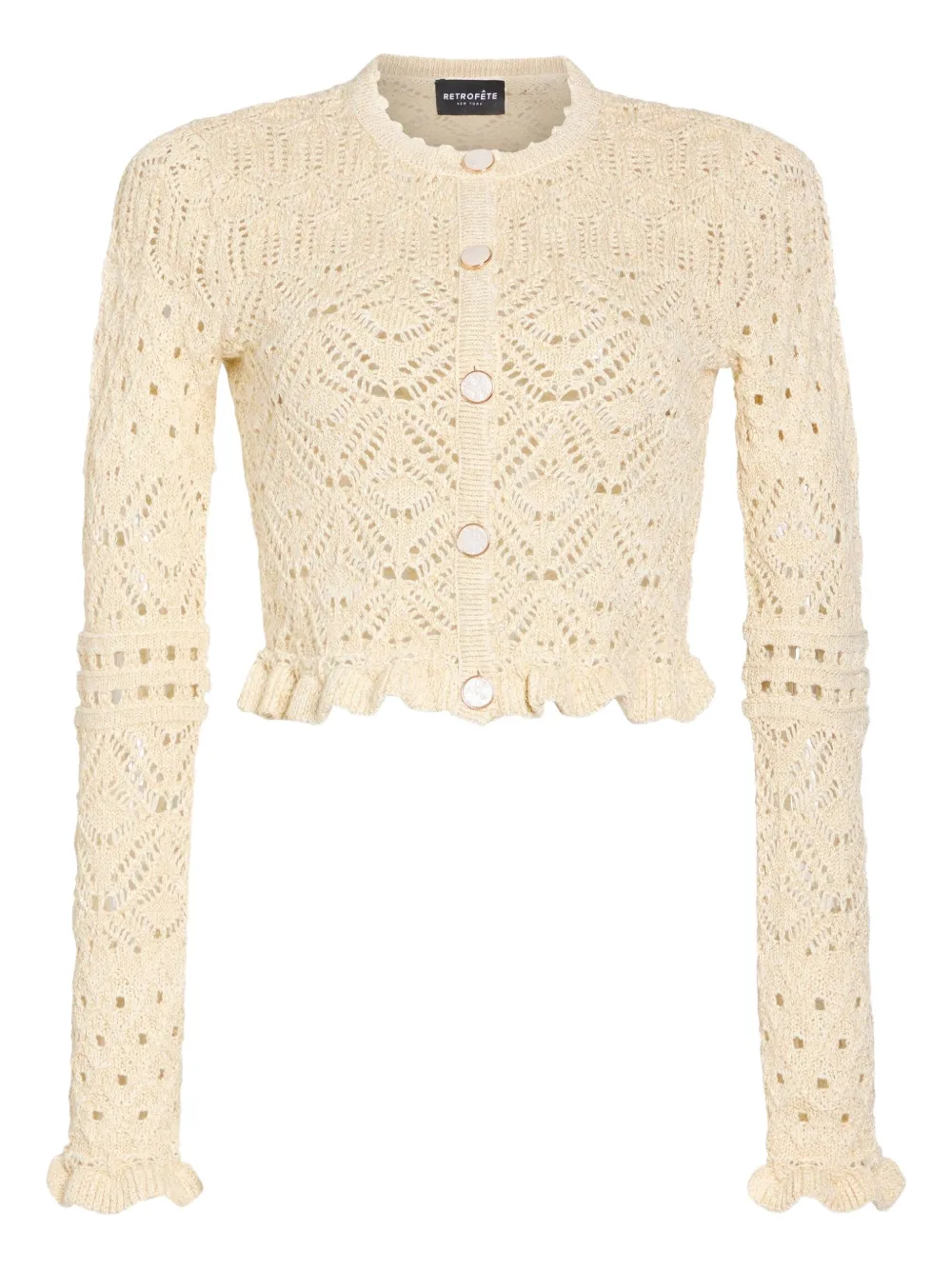 Retroféte Giuliana Crochet Cardigan In Gold
