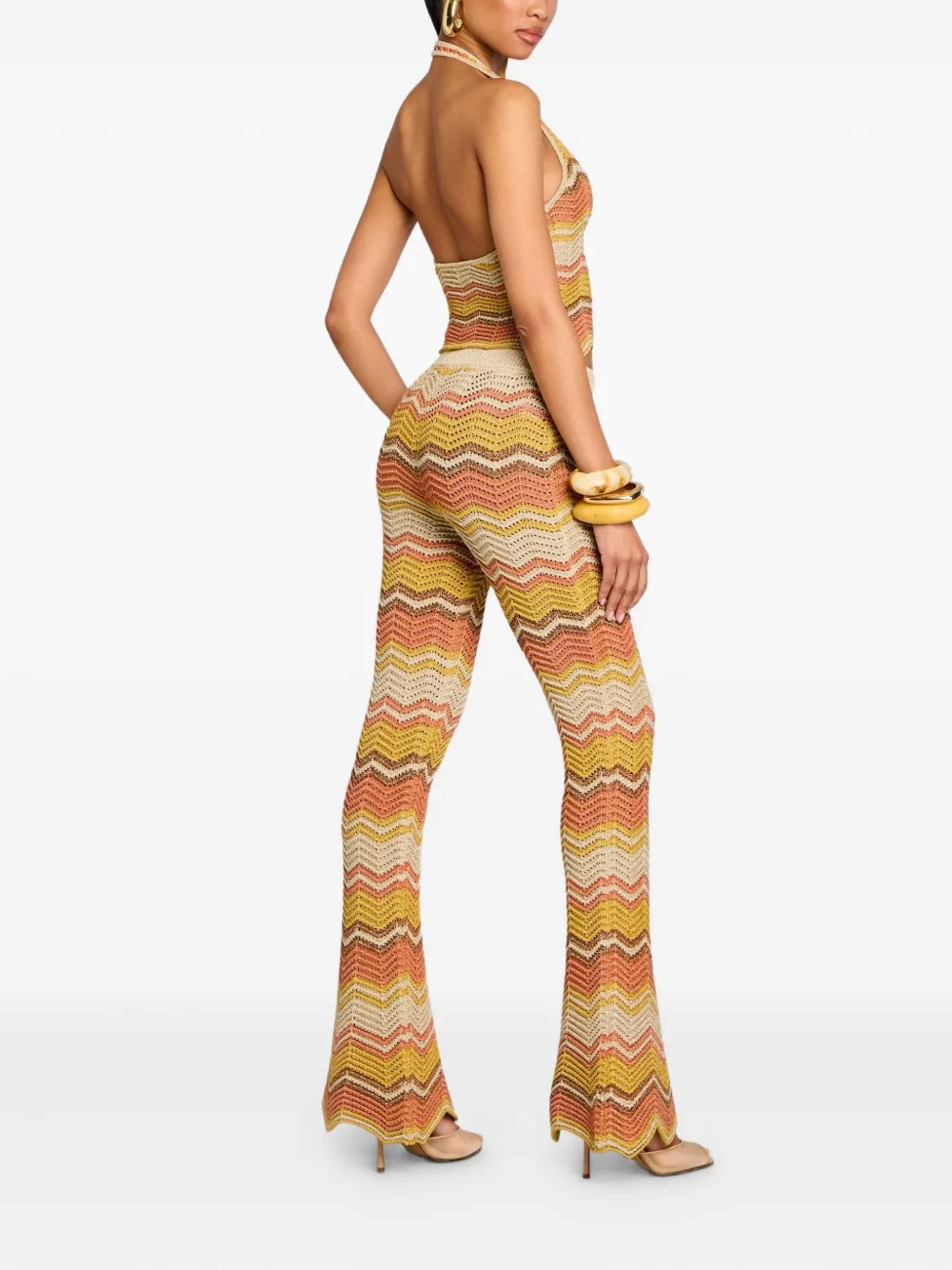 Retroféte Amira Crochet Flared Trousers In Multi