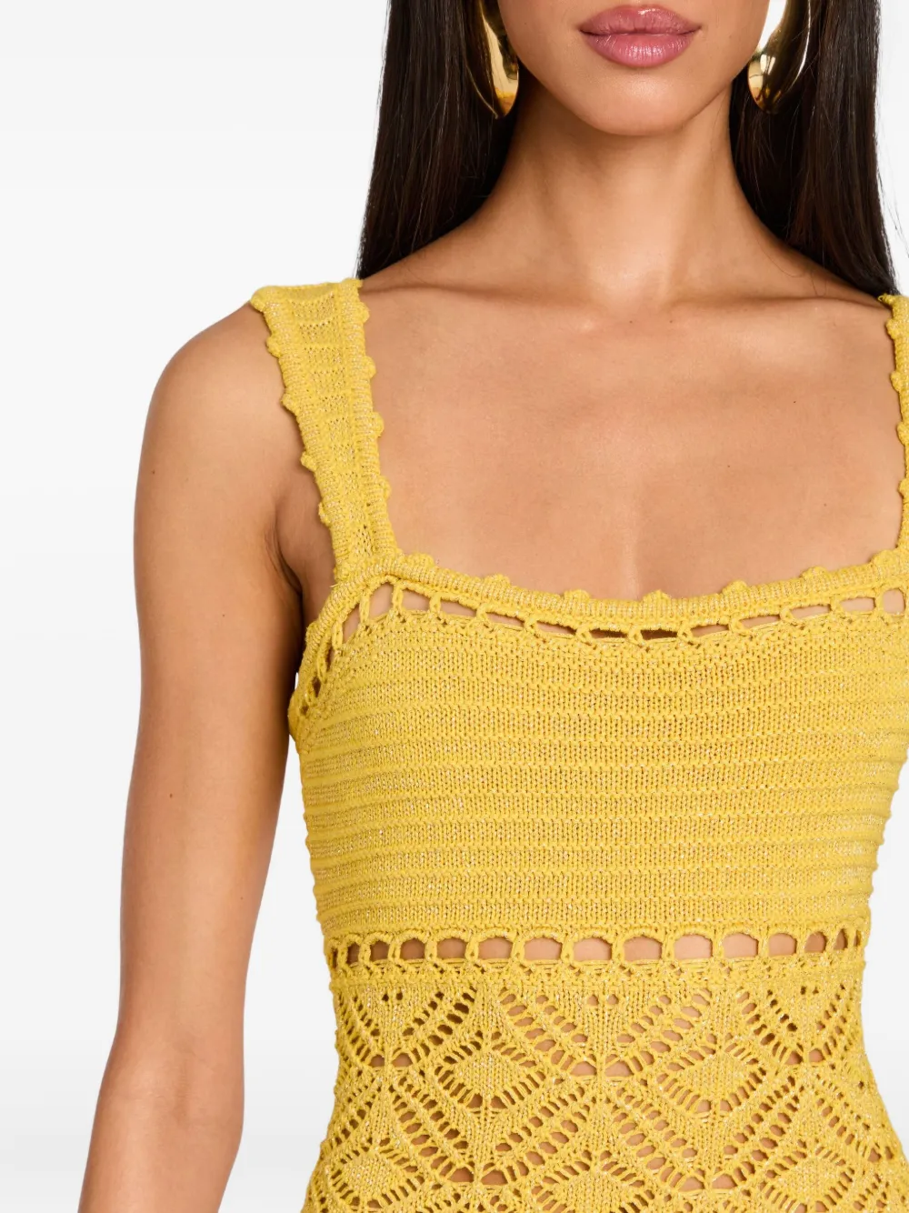 Retroféte Winona Crochet Ruffled Maxi Dress In Yellow