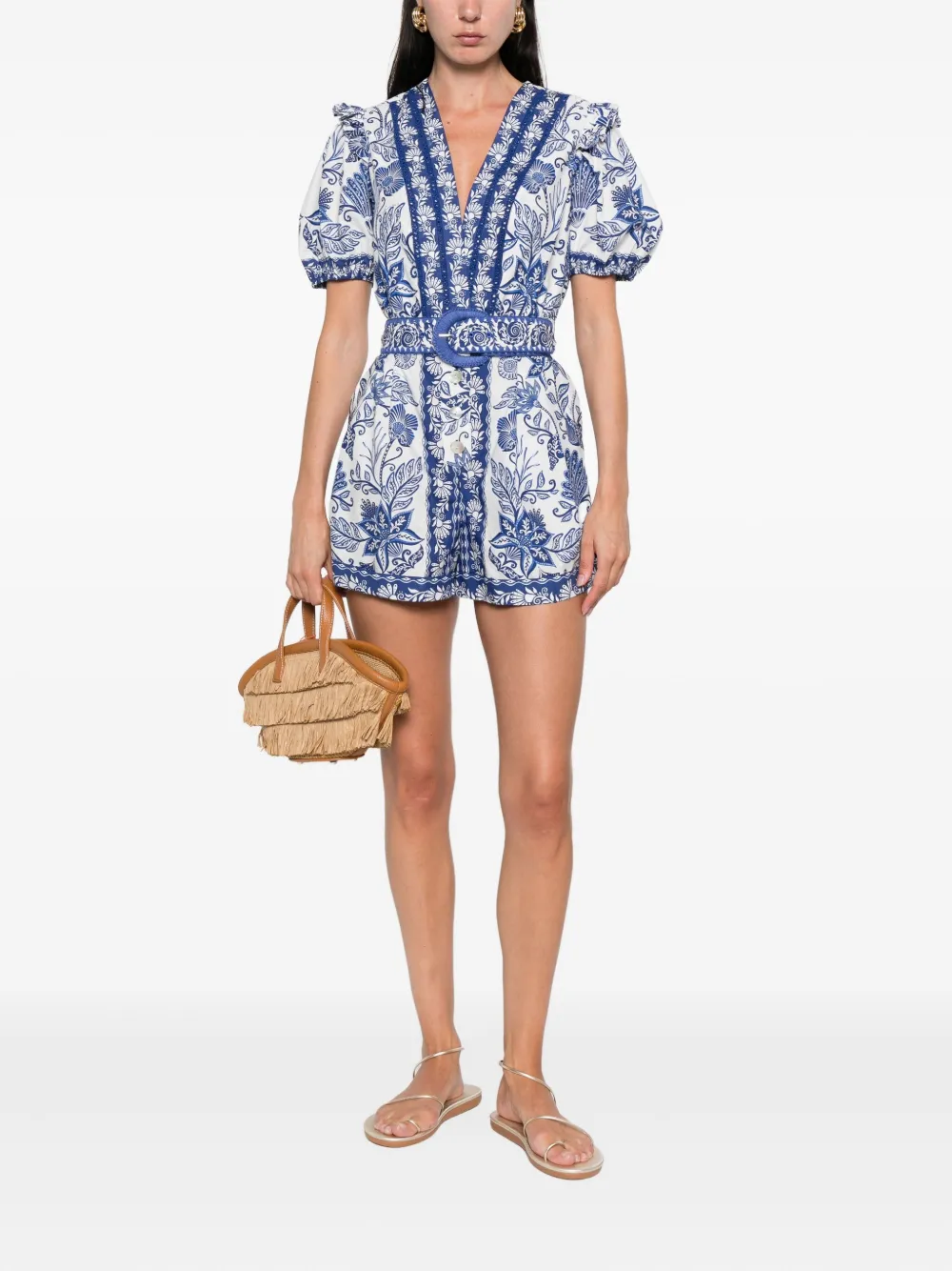 FARM Rio Shell Garden playsuit Wit