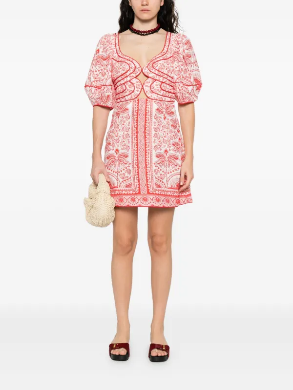 farm rio pink and red dress Delicate Fruit Garden Pink Midi Dress Hemline Woodway