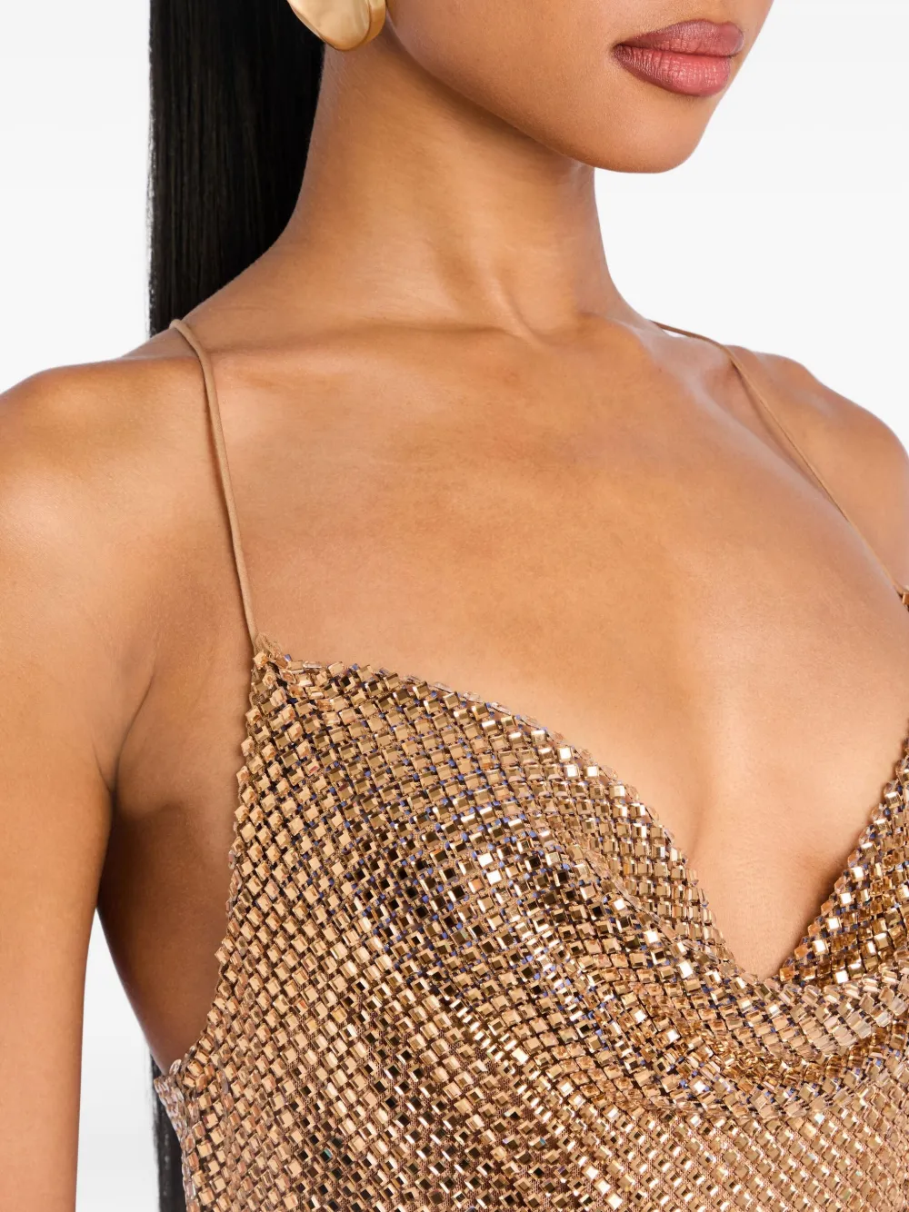 Retroféte Shiloh Chainmail Cowl-neck Cami In Gold