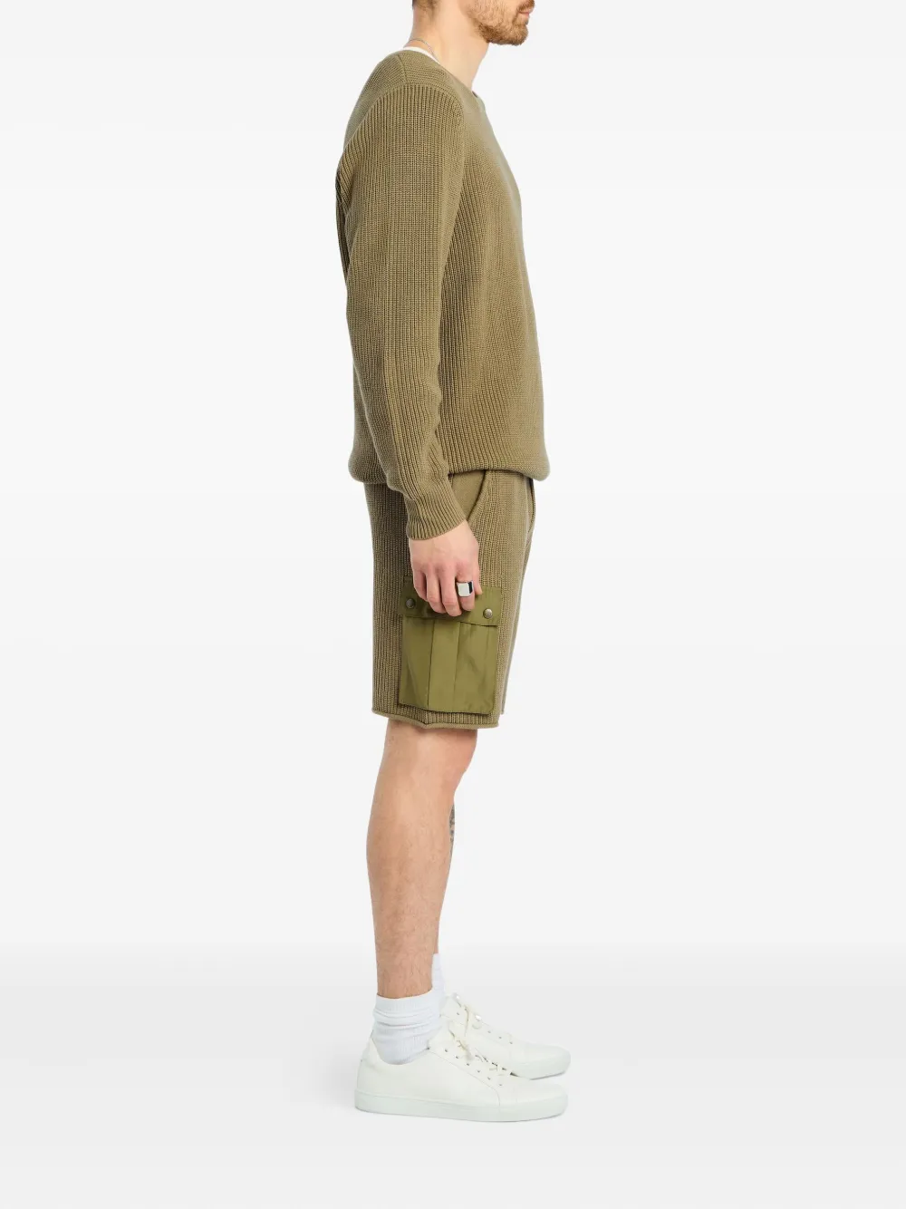 SER.O.YA Coby geribbelde cargo shorts Groen