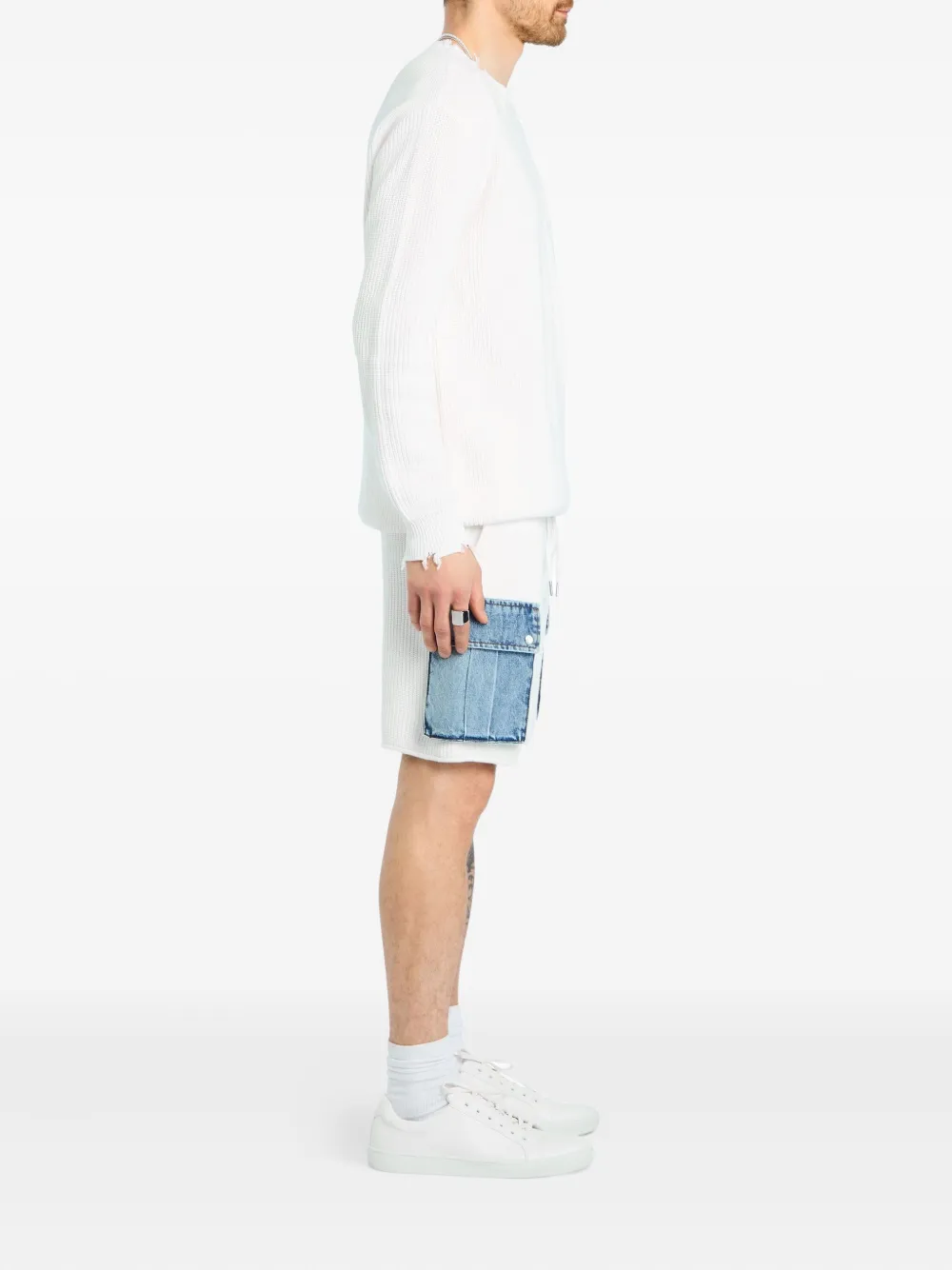 SER.O.YA Henry ribbed denim-pocket shorts - Wit