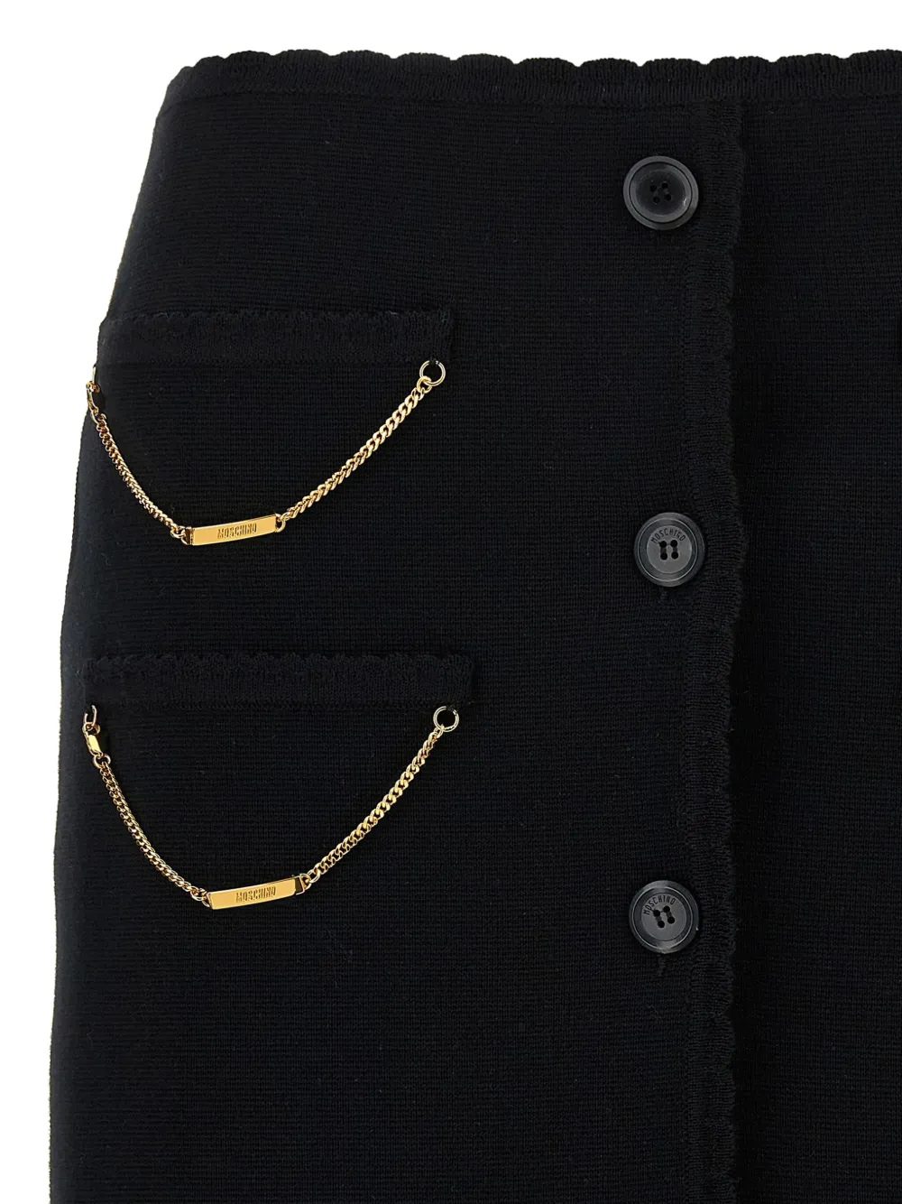 Moschino Rok met gewelfde afwerking en ketting Zwart