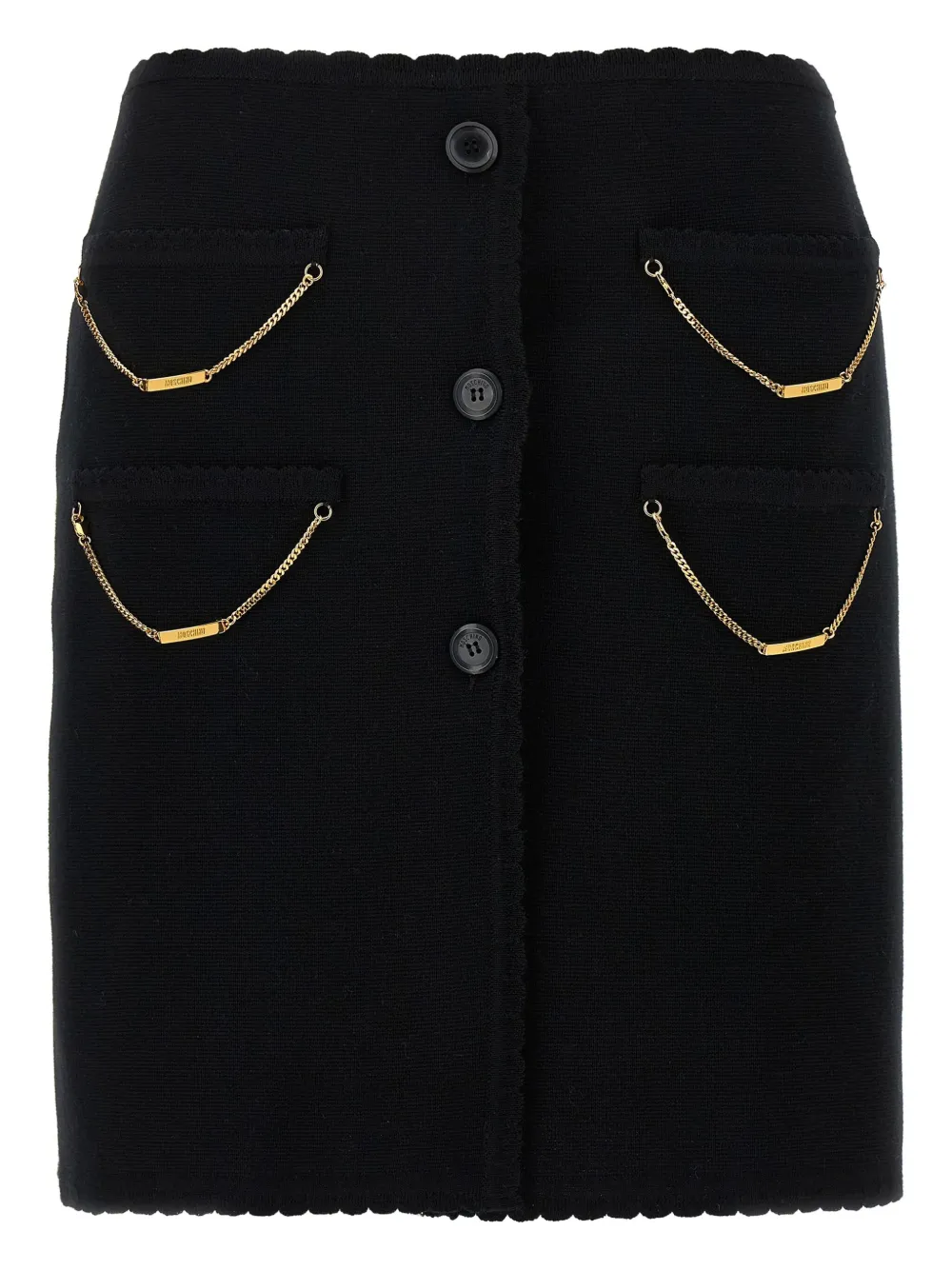 Moschino Rok met gewelfde afwerking en ketting Zwart