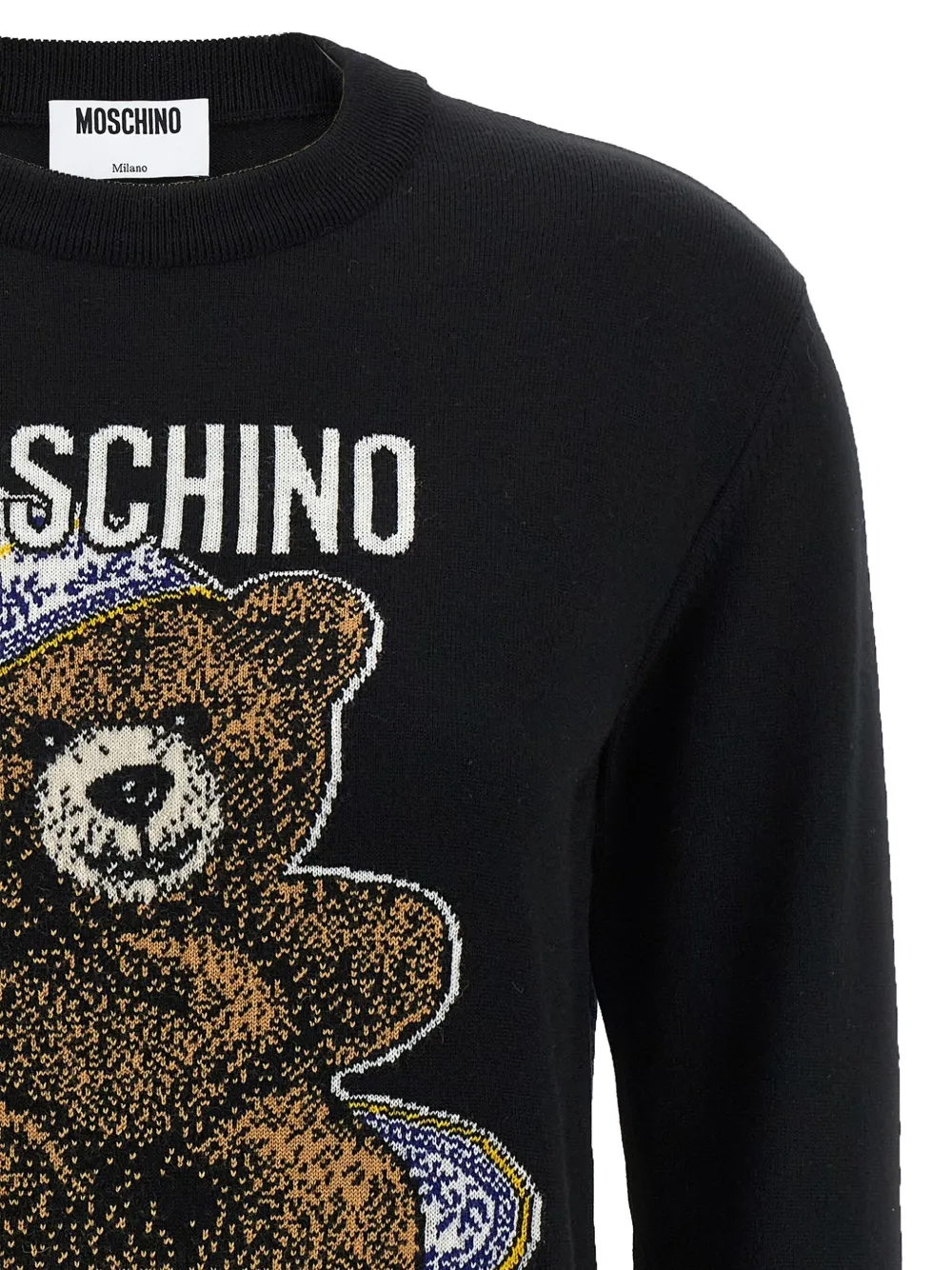 Moschino Trui met ronde hals en teddybeer-intarsia Zwart