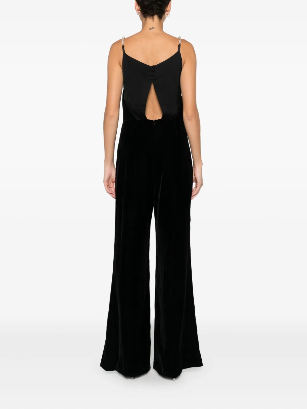 SANDRO Fluwelen jumpsuit met juwelen band Zwart