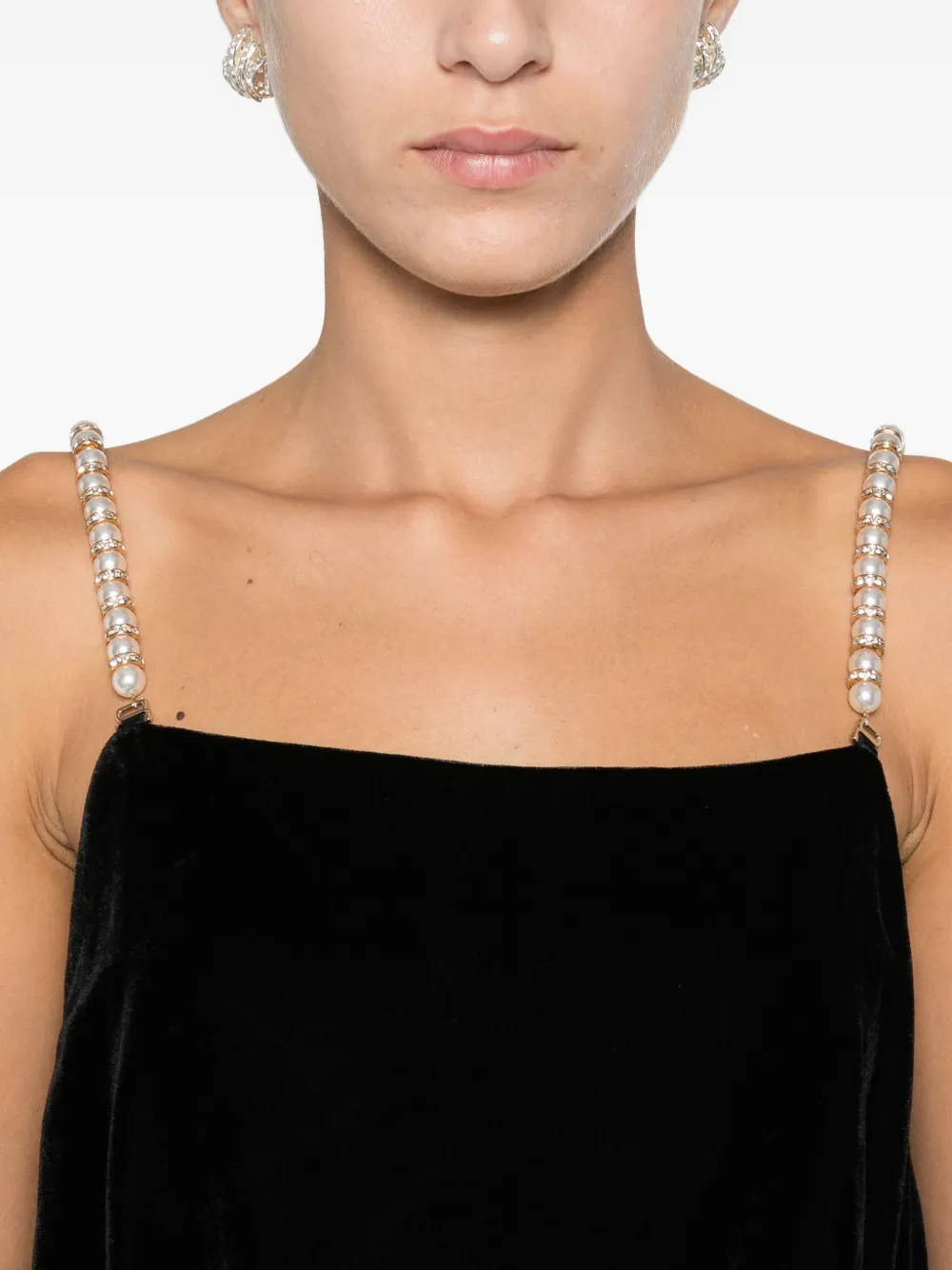 SANDRO Fluwelen jumpsuit met juwelen band Zwart