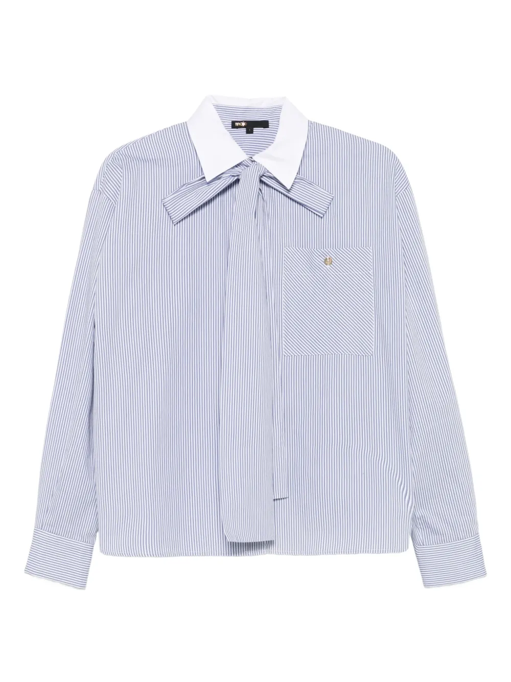 Maje Camisa listrada com amarração na gola | Azul | Image 1