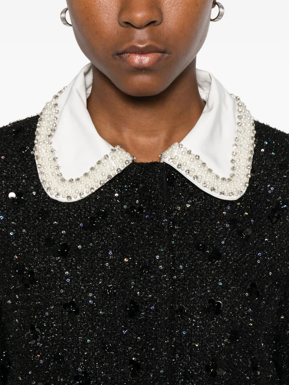 Sandro Sequin-embellished Cropped Jacket In Black