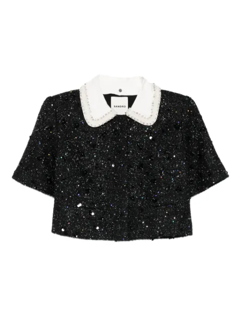 SANDRO sequin-embellished cropped jacket