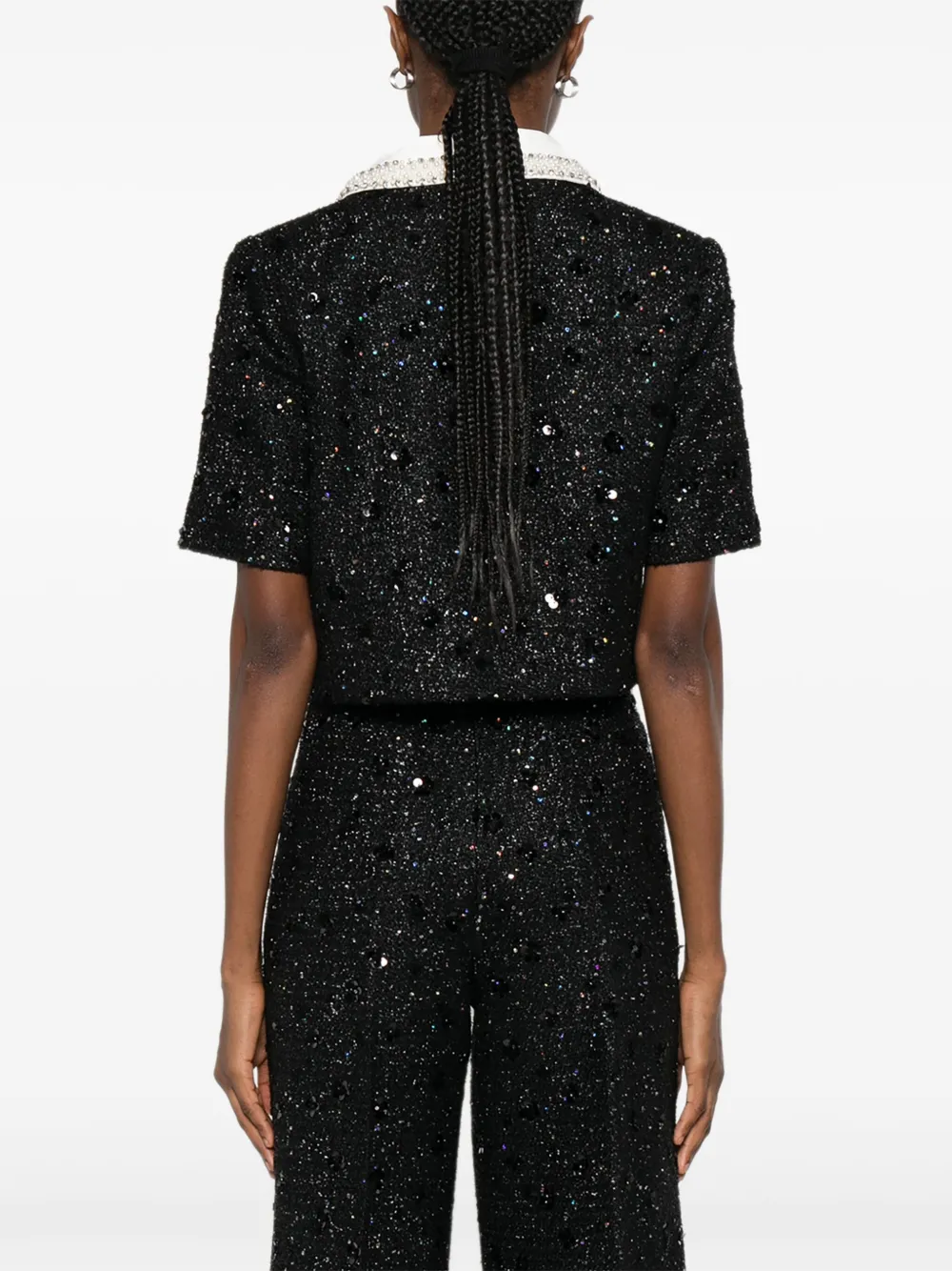 Sandro Sequin-embellished Cropped Jacket In Black