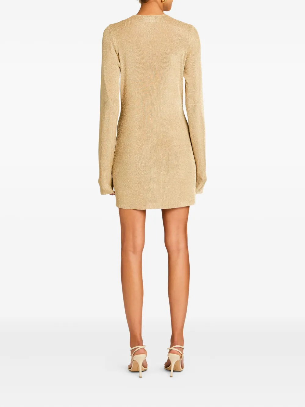 SER.O.YA Emerie fijngebreide metallic mini-jurk met keyhole Goud