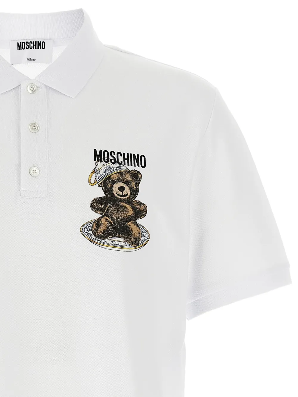Moschino Poloshirt met Teddy-print Wit