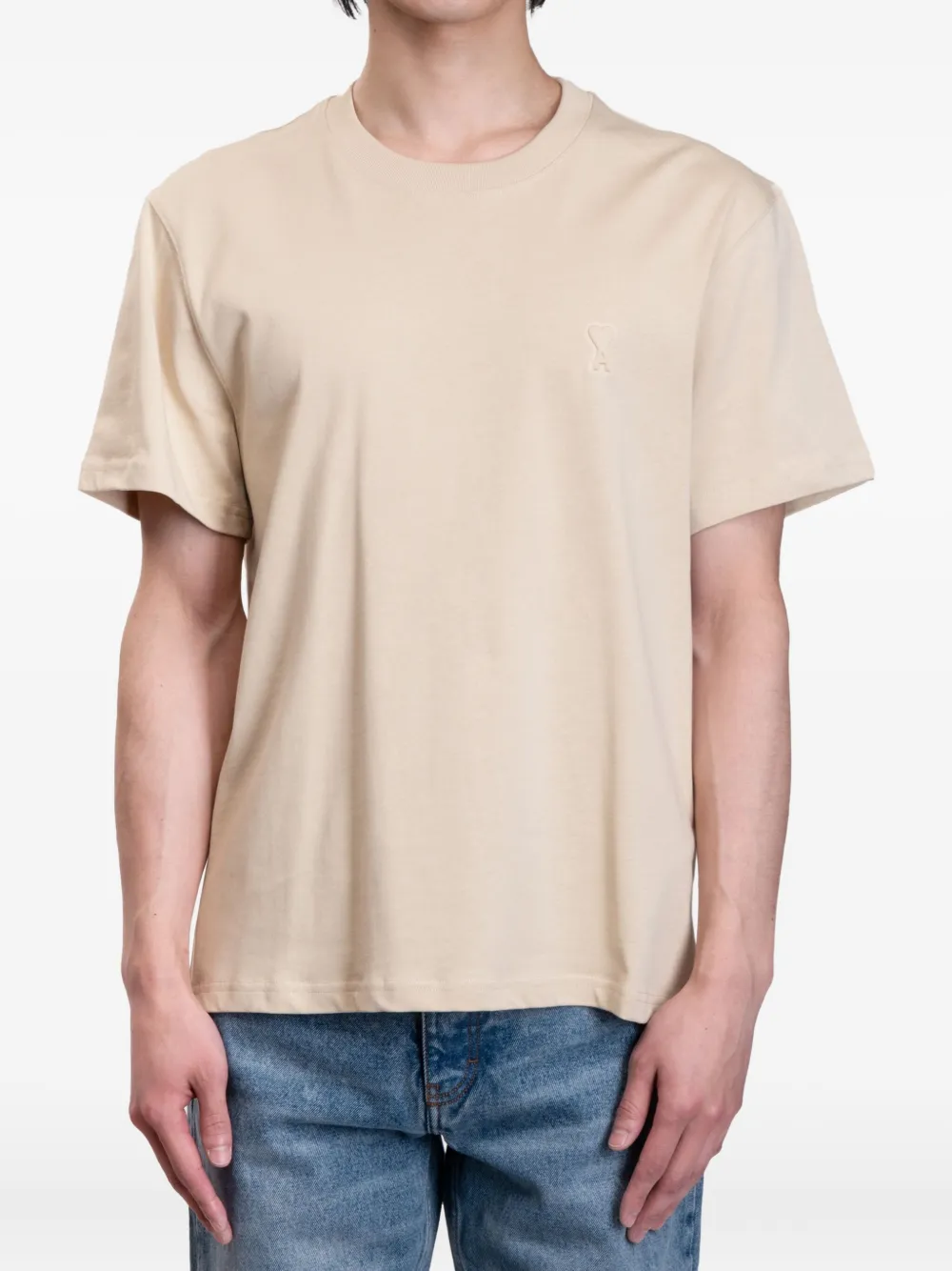 AMI Paris Ami de Coeur cotton T-shirt Beige