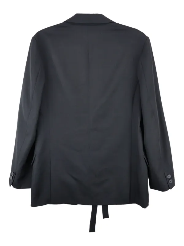 Yohji Yamamoto Belted Wool Jacket | Black | FARFETCH