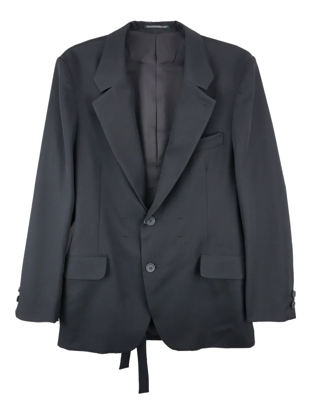 Yohji Yamamoto Wollen jack met ceintuur Zwart