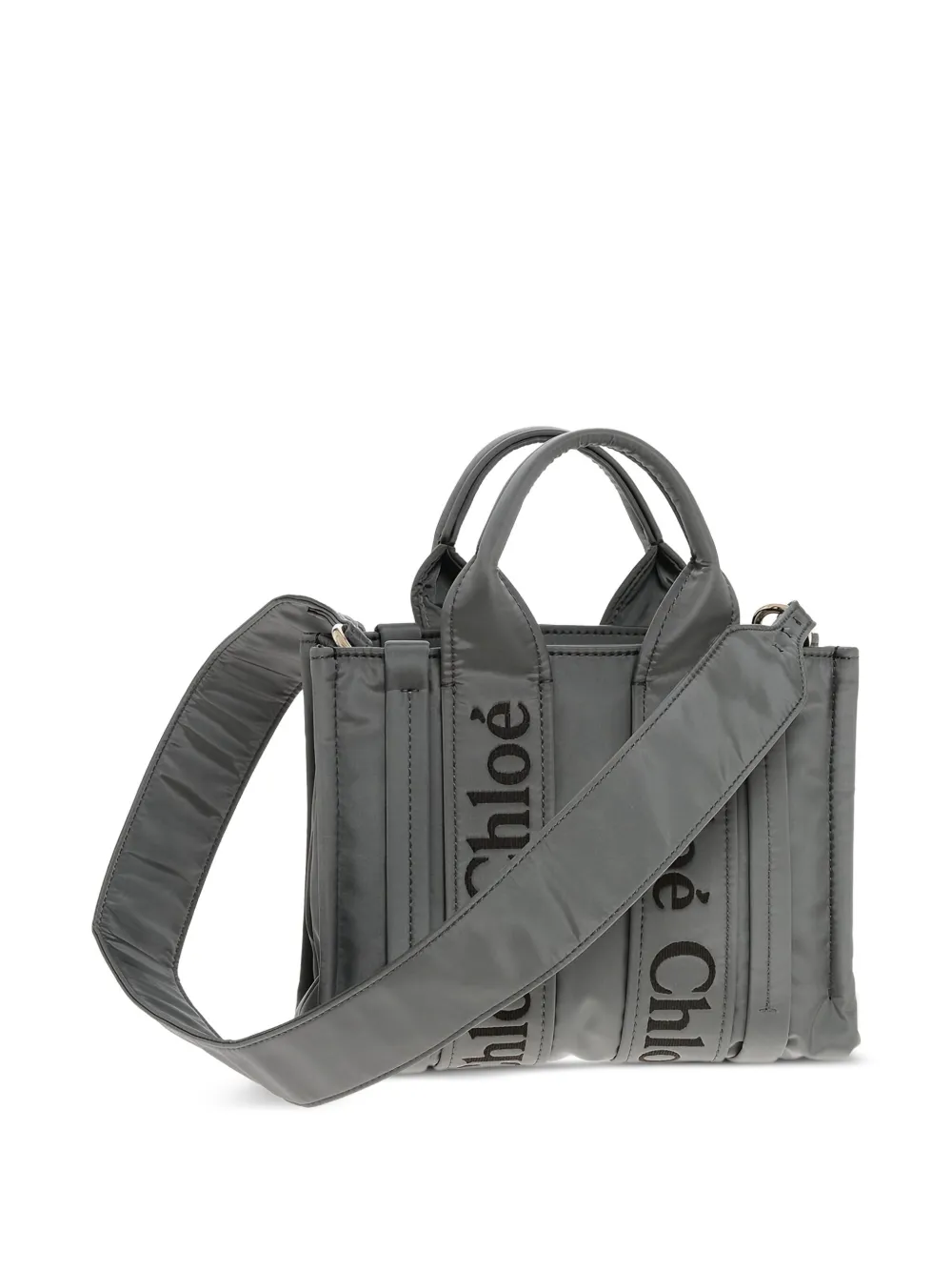 Chloé logo-embroidered tote bag Grijs