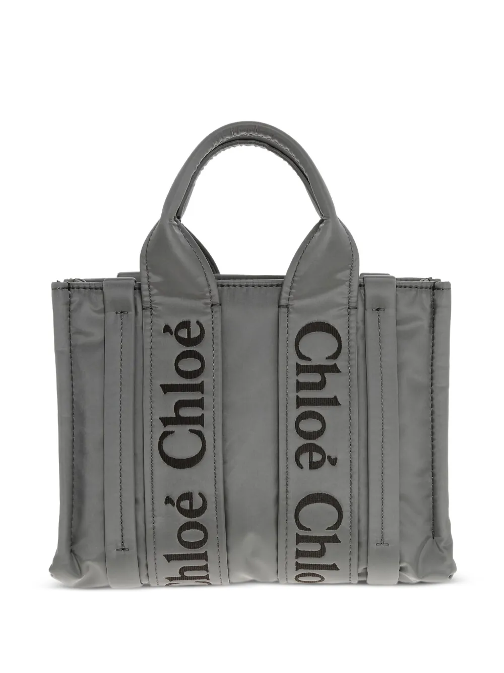 Chloé logo-embroidered tote bag Grijs