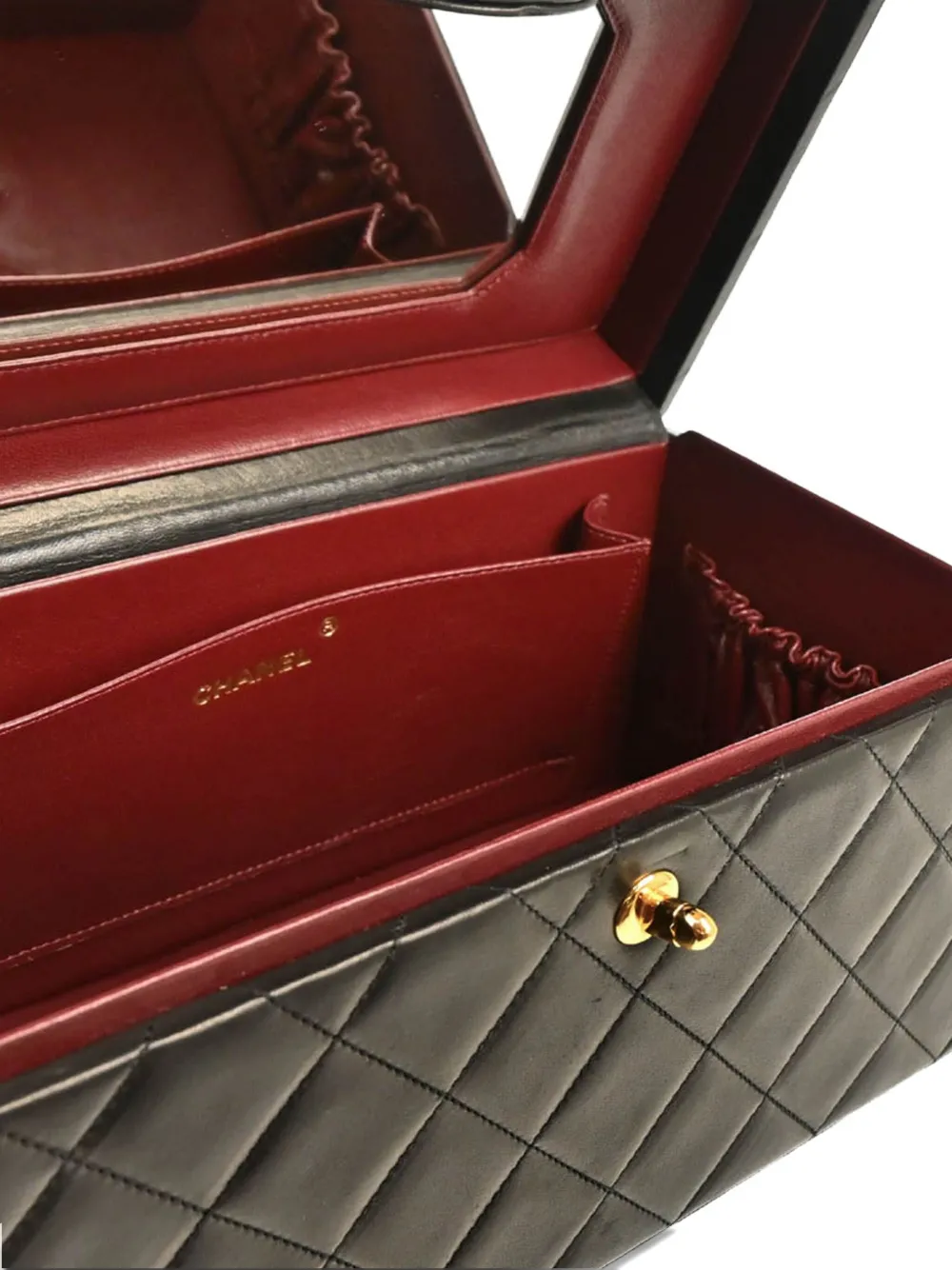 Pre-owned Chanel 1995 Quilted Vanity Handbag In Black