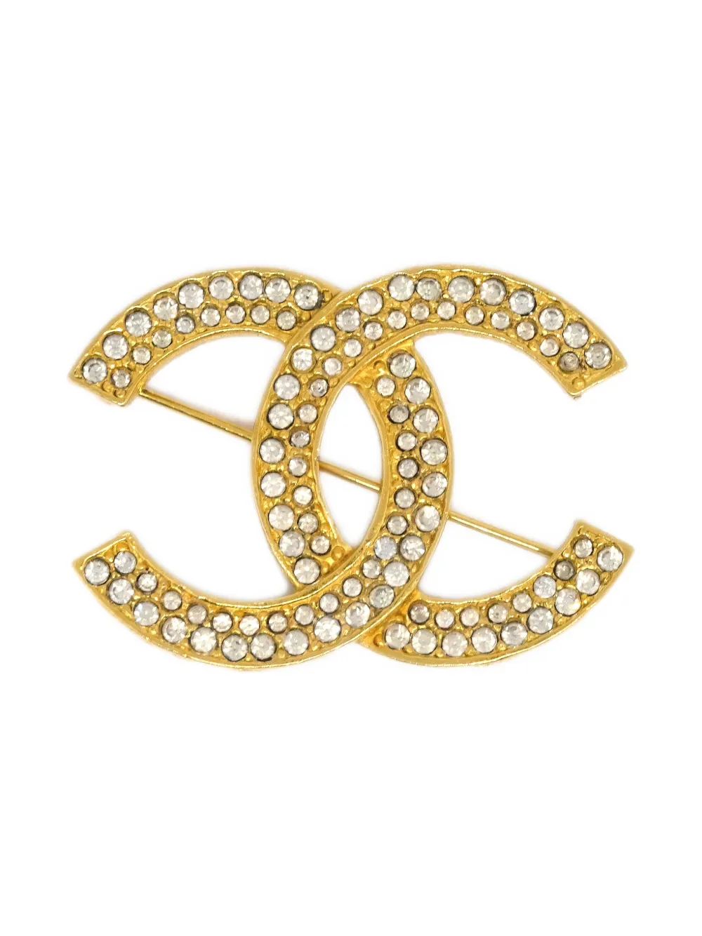 CHANEL Pre-Owned 1990-2000s クリスタル ブローチ - ゴールドトーン CHANEL Pre-Owned 1990-2000s クリスタル ブローチ - ゴールドトーン