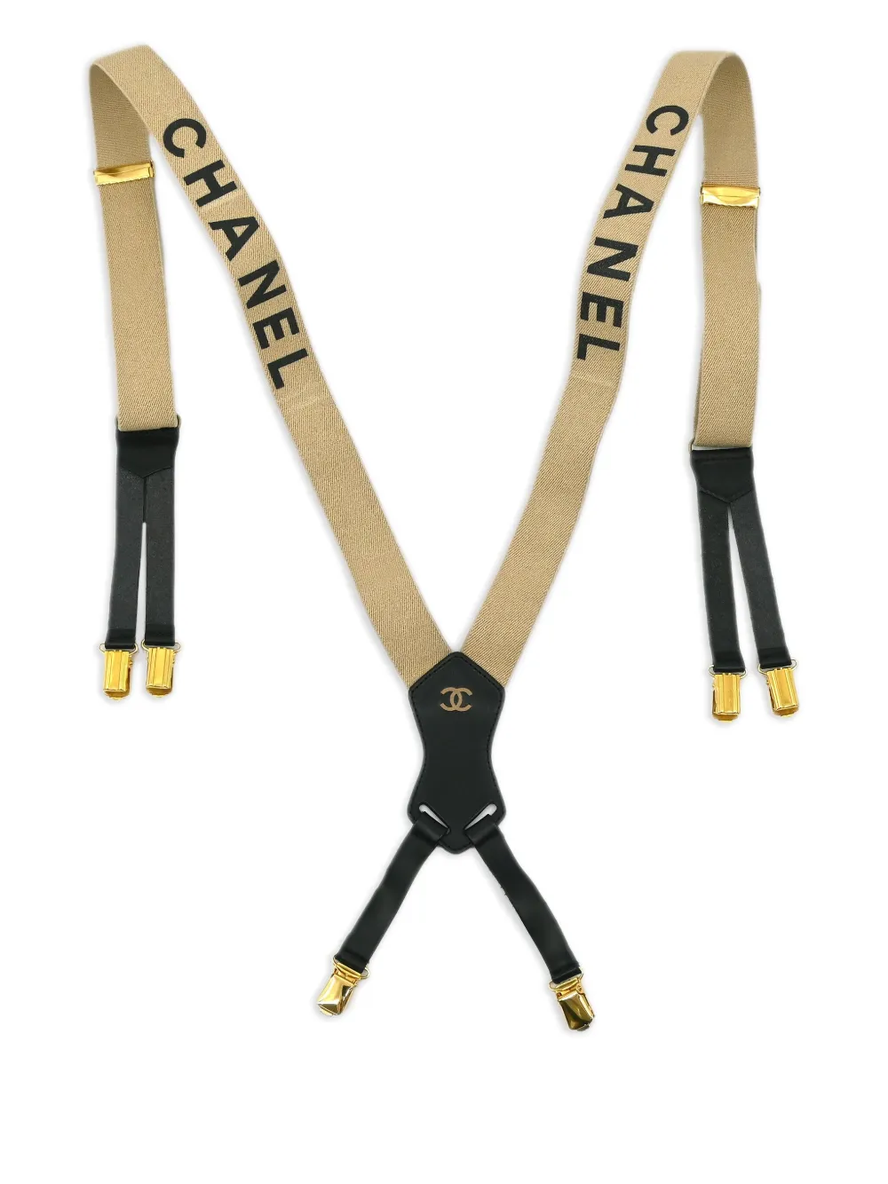 CHANEL Pre-Owned 1990-2000s logo suspenders | Neutrals | Image 1