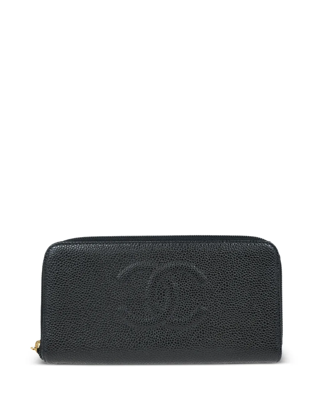 CHANEL Pre-Owned 2003 キャビア ファスナー財布 - ブラック CHANEL Pre-Owned 2003 キャビア ファスナー財布 - ブラック
