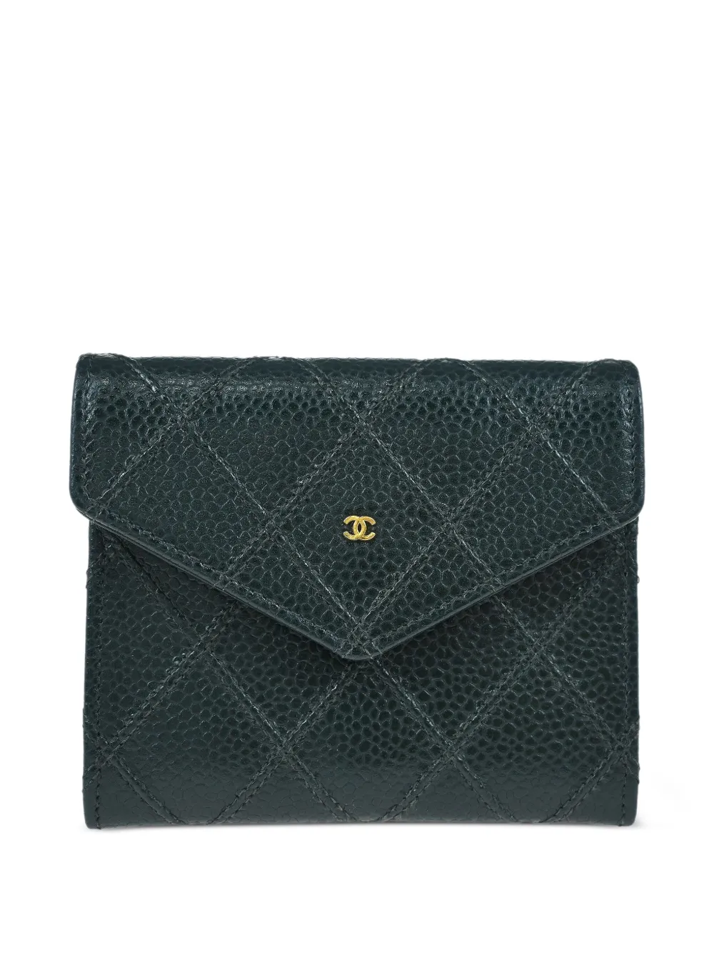 CHANEL Pre-Owned 1997 leather quilted wallet | Green | Image 1