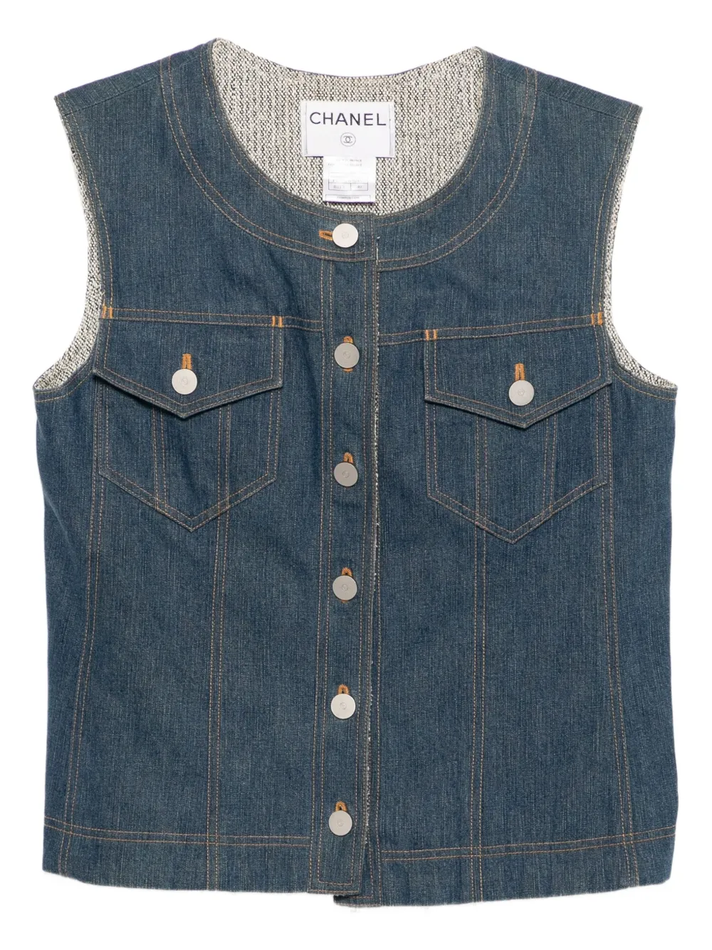 CHANEL Pre-Owned 1999 sleeveless denim vest - ブルー CHANEL Pre-Owned 1999 sleeveless denim vest - ブルー