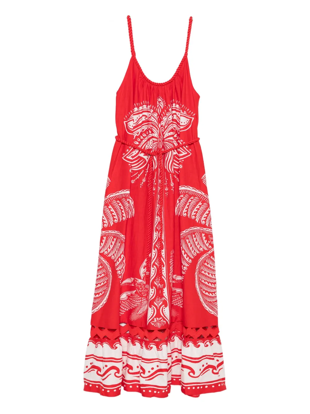 FARM Rio Abito lungo Majestic Coconut Tree - Rosso