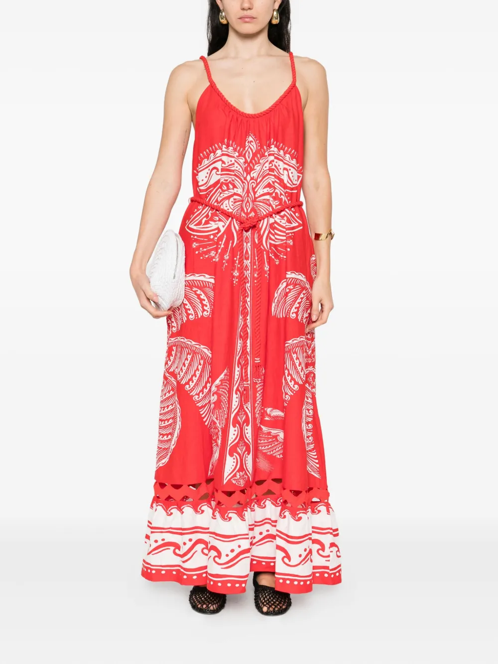 FARM Rio Majestic Coconut Tree maxi-jurk - Rood