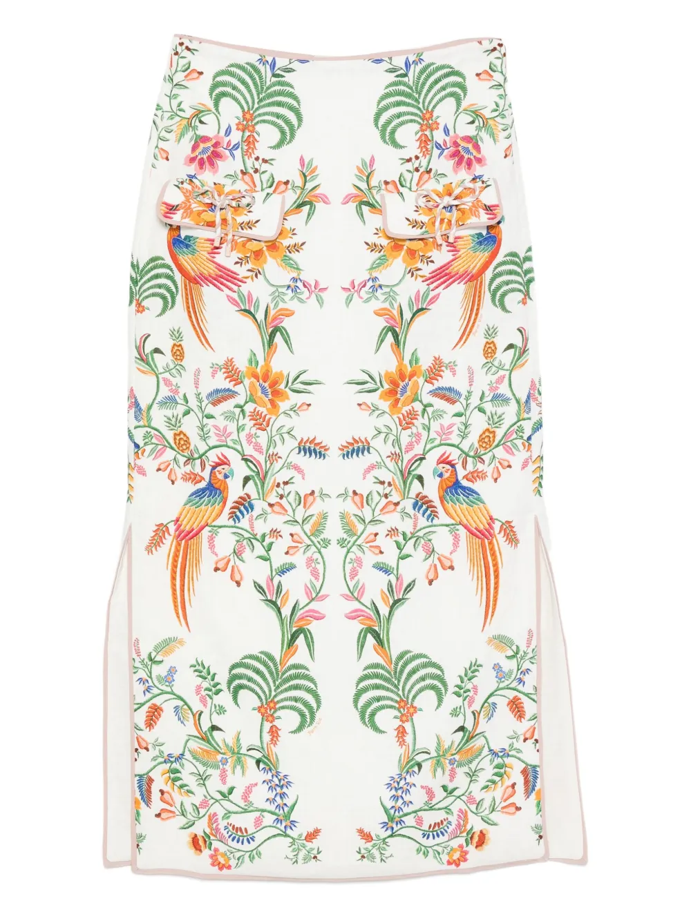 Farm Rio Delicate Forest Maxi Skirt In White