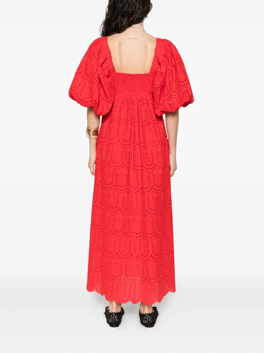 FARM Rio Pineapple eyelet-detail dress Rood