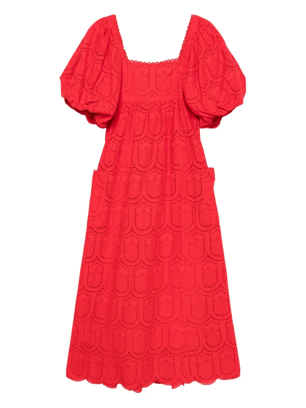FARM Rio Pineapple eyelet-detail dress Rood