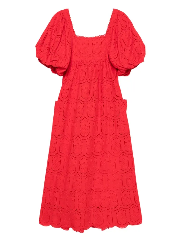 open lace back dress Richelieu Mini Dress Red