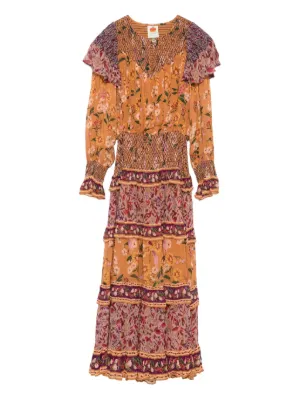 farm rio belted floral print crepe de chine maxi dress Farm Rio Belted Floral-print Crepe De Chine Maxi Dress In Black