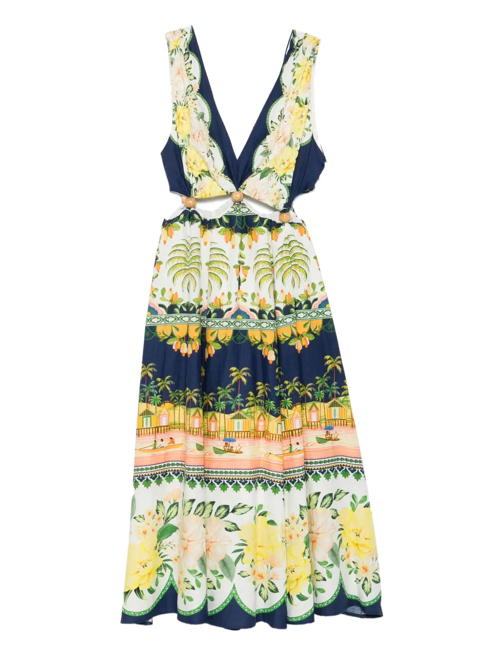 FARM Rio midi floral cut-out dress | Blue | Image 1