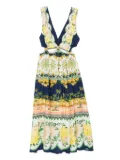 FARM Rio midi floral cut-out dress - Blue