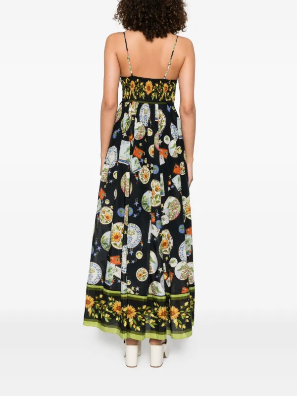 black farm rio dress Slip Maxi in Majestic Garden 065 140 Farm Rio Linen Long Dress