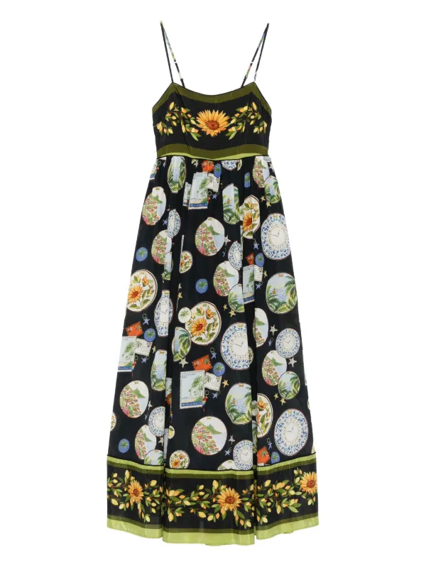 chinese dress ladies Black Shiny Chita LENZING™ ECOVERO™ Maxi Dress – FARM Rio main image 0