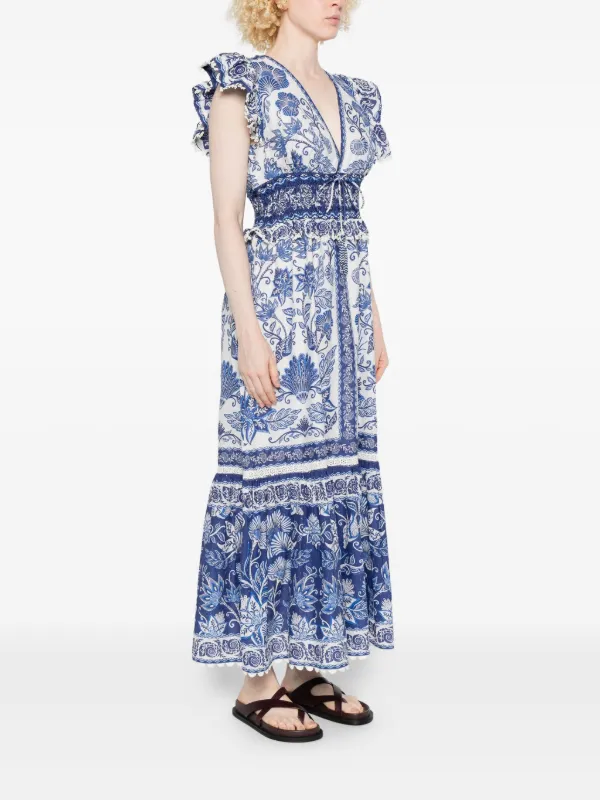 navy blue dress for baby girl FARM Rio Shell Garden Maxi Dress | White