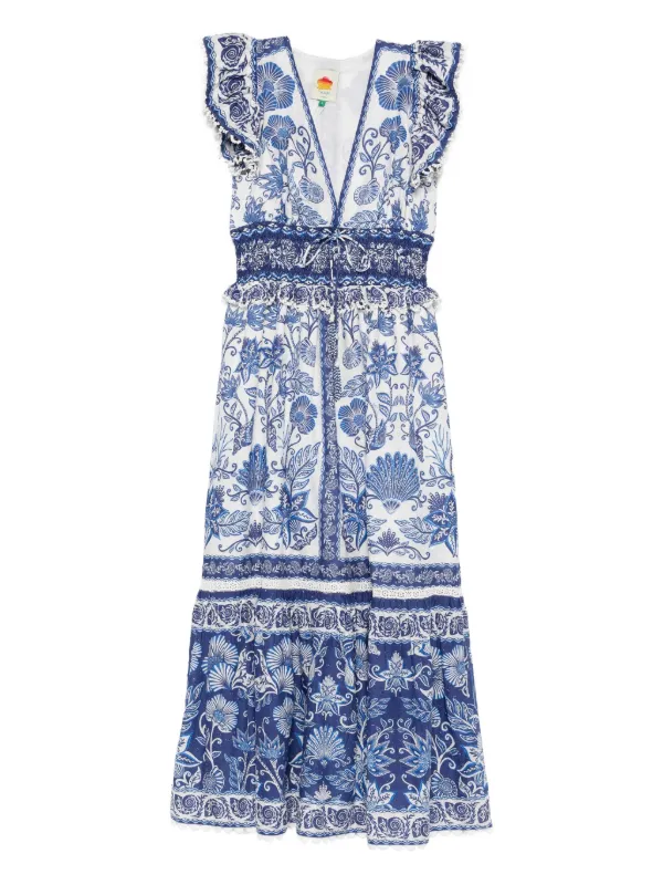 FARM Rio Shell Garden Maxi Dress | White | FARFETCH GE
