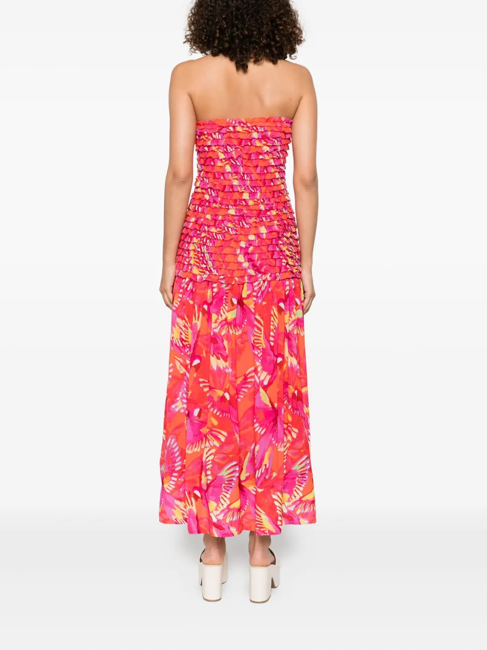FARM Rio Flying Birds midi-jurk Roze