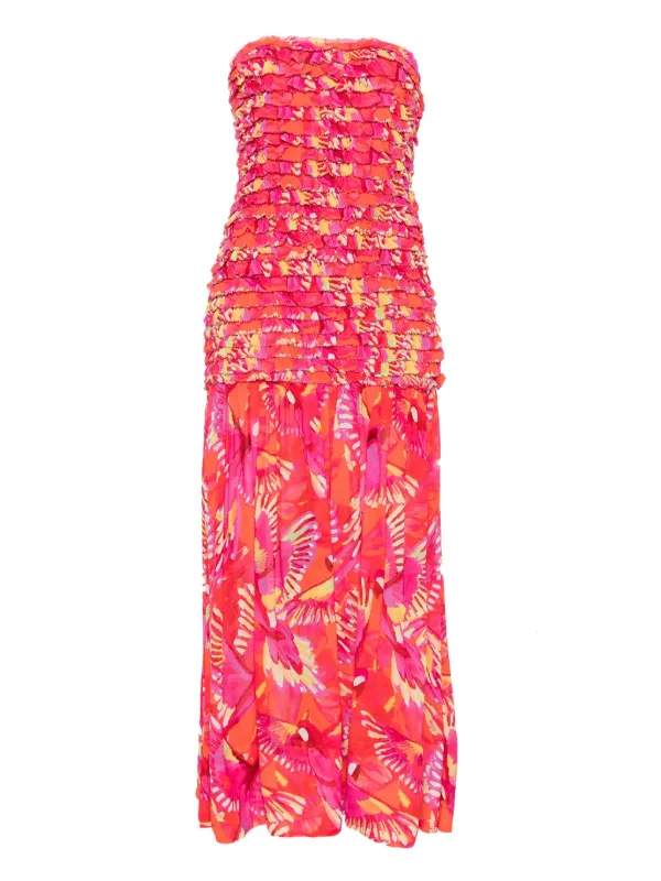 FARM Rio Flying Birds Midi Dress | Pink | FARFETCH
