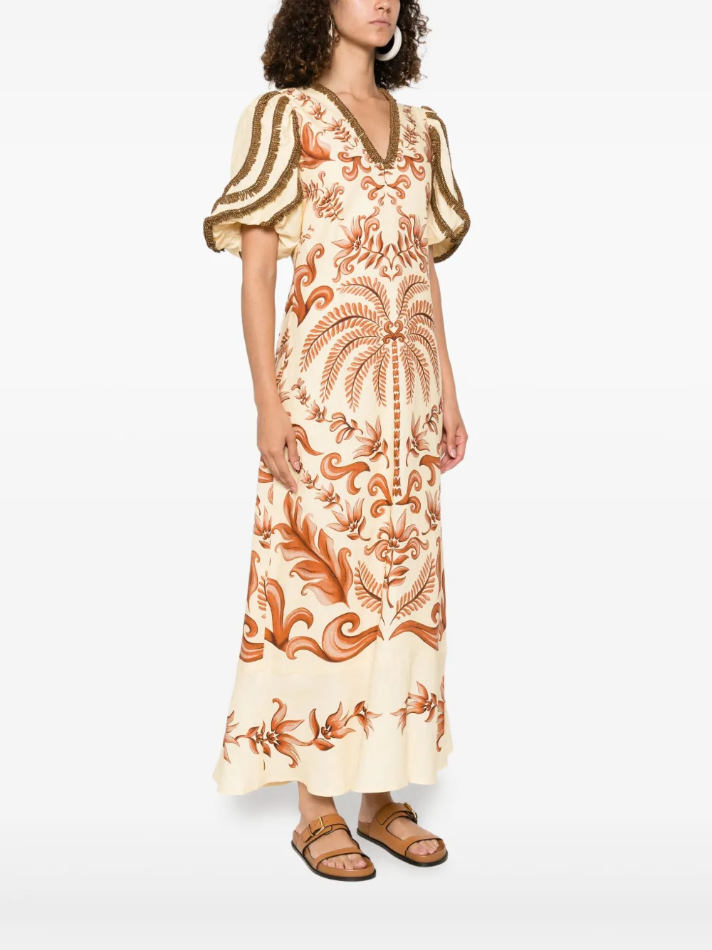 FARM Rio Milani maxi-jurk Bruin
